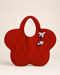 Blossom Quilted Canvas Tote Bag in Terracotta Red