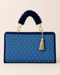 Riviera Pleated Top-Handle Bag in Ocean Blue & Navy