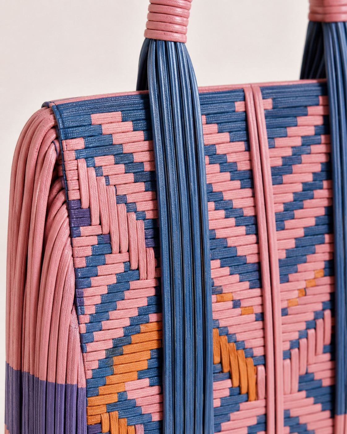 Avant-Garde Geometric Interwoven Leather Totem Tote Bag with Architectural Fringe