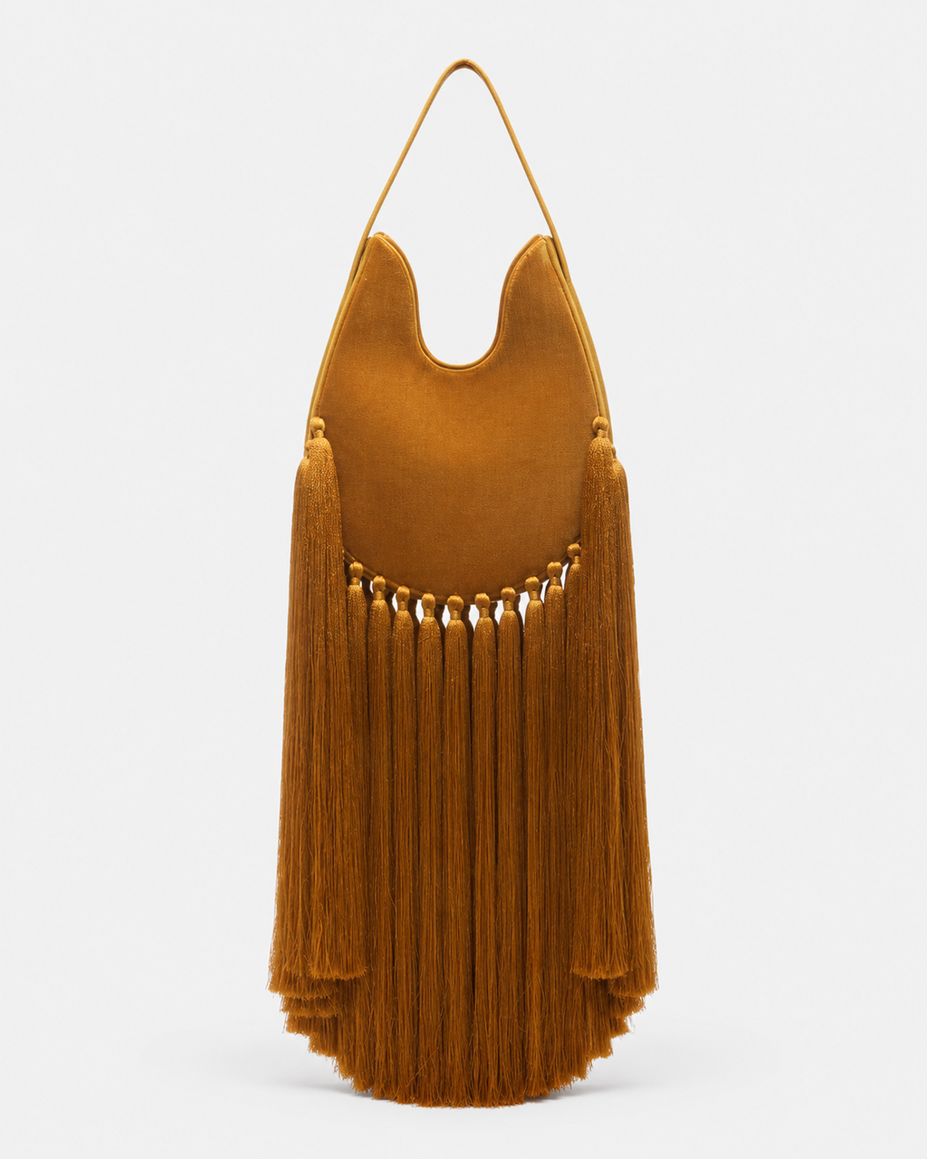 Velvet Fringe Hobo Bag with Silk-Touch Tassels