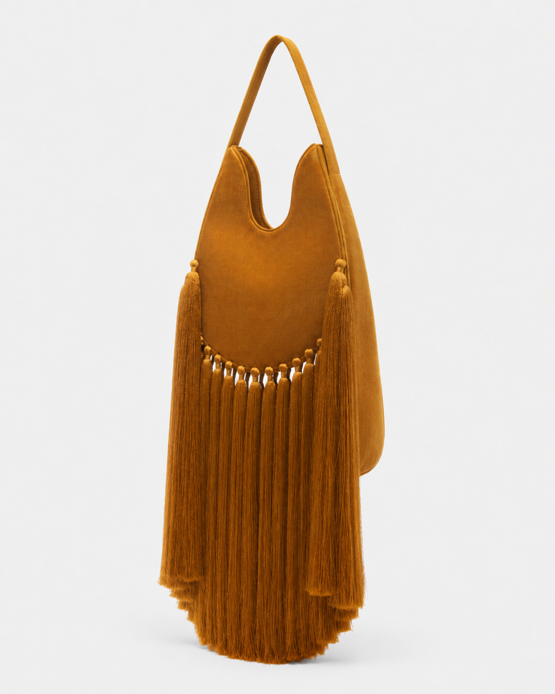 Velvet Fringe Hobo Bag with Silk-Touch Tassels