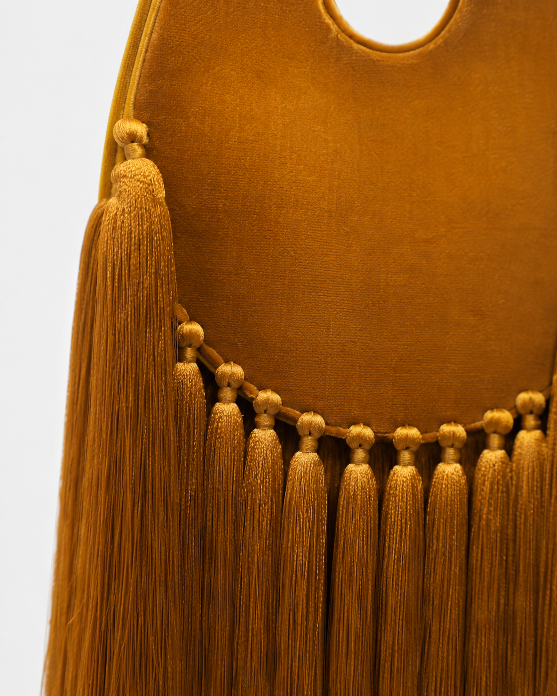 Velvet Fringe Hobo Bag with Silk-Touch Tassels