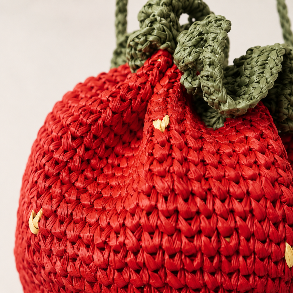 Handwoven Raffia Strawberry Pouch Bag