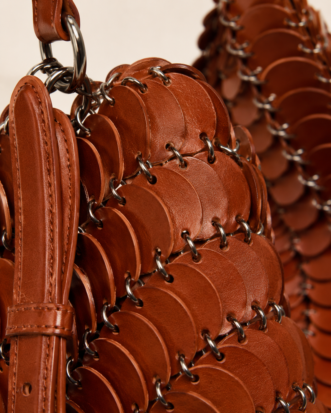 Disc-Linked Leather Scale Hobo Bag