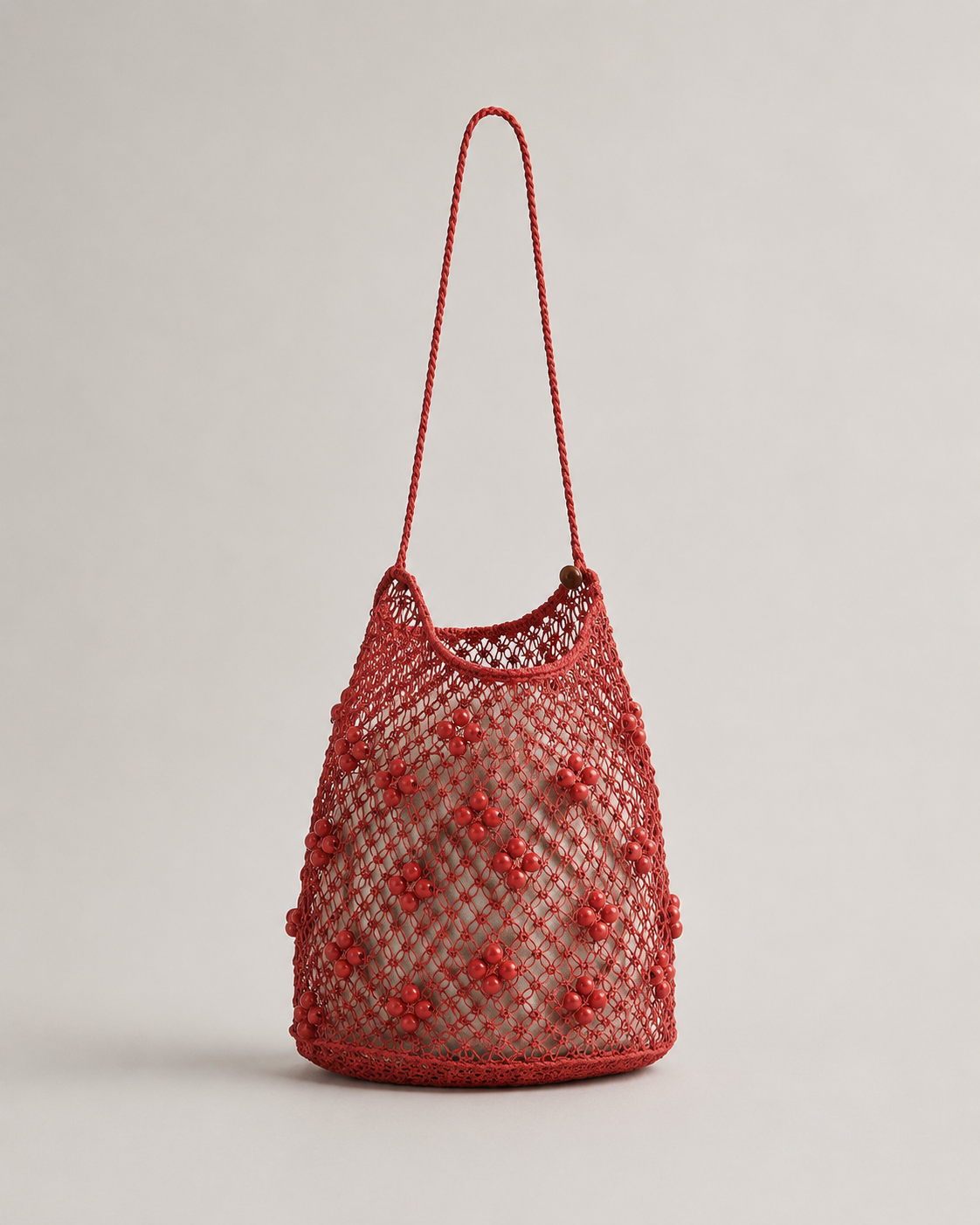 Beaded Macramé Mesh Shoulder Bag
