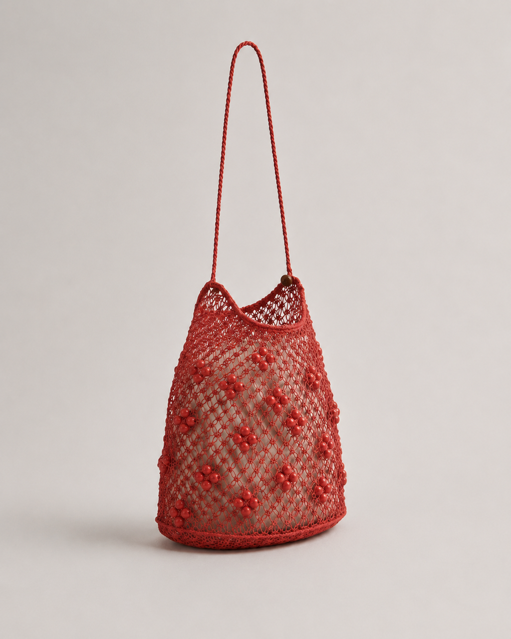 Beaded Macramé Mesh Shoulder Bag