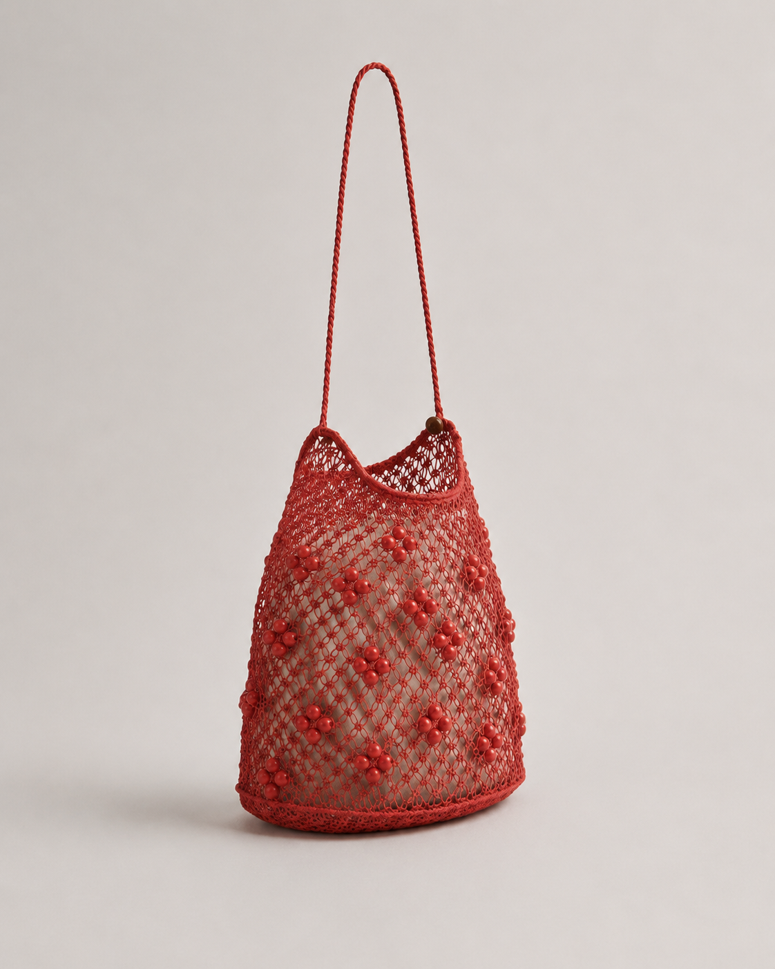 Beaded Macramé Mesh Shoulder Bag