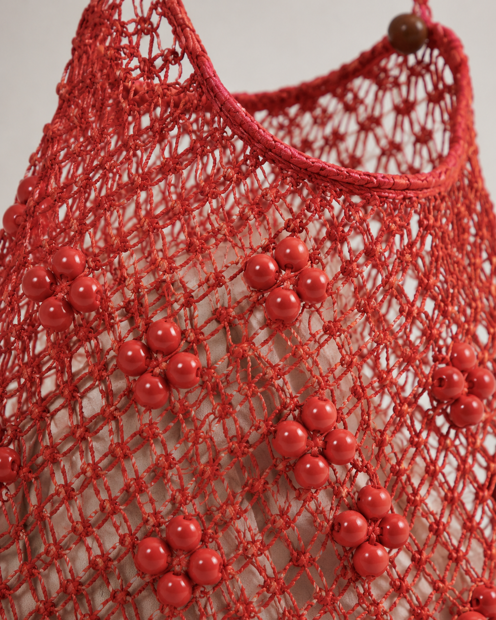 Beaded Macramé Mesh Shoulder Bag