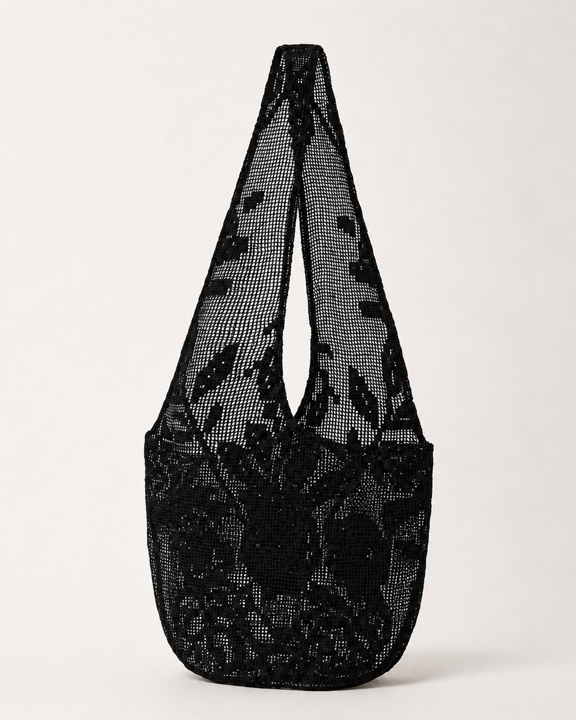 Floral Filet-Crochet Slouchy Mesh Tote
