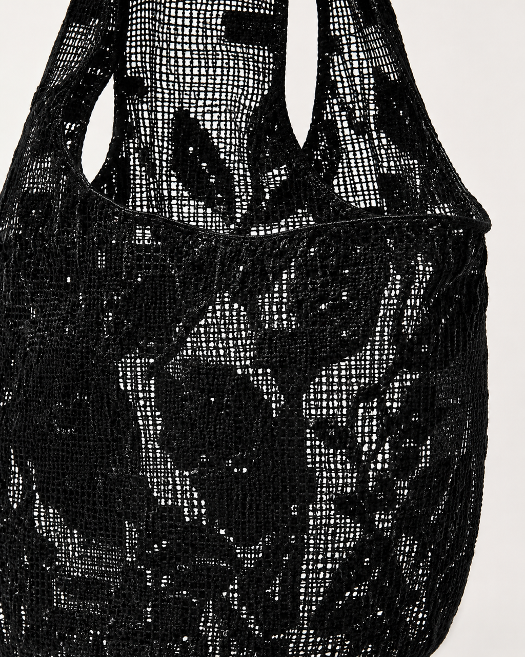 Floral Filet-Crochet Slouchy Mesh Tote