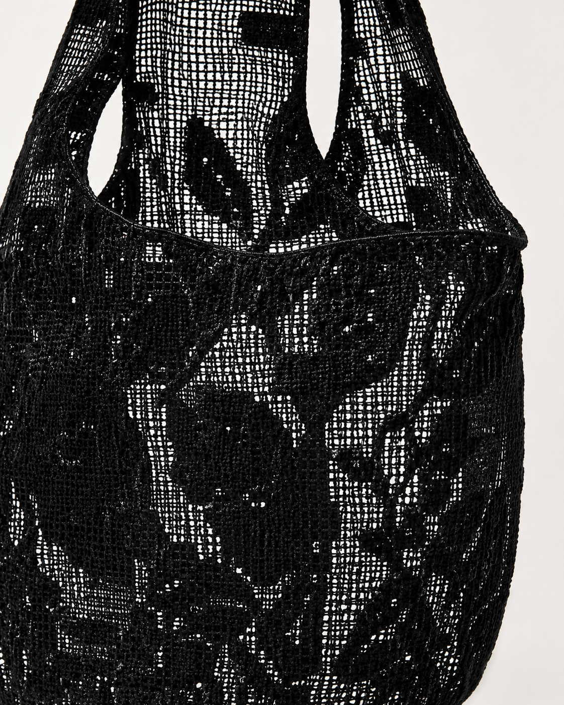 Floral Filet-Crochet Slouchy Mesh Tote